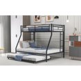 thumbnail image 4 of Hassch Twin Over Full Bed With Sturdy Steel Frame, Bunk Bed With Twin Size Trundle, Two-Side Ladders, Black, 4 of 9
