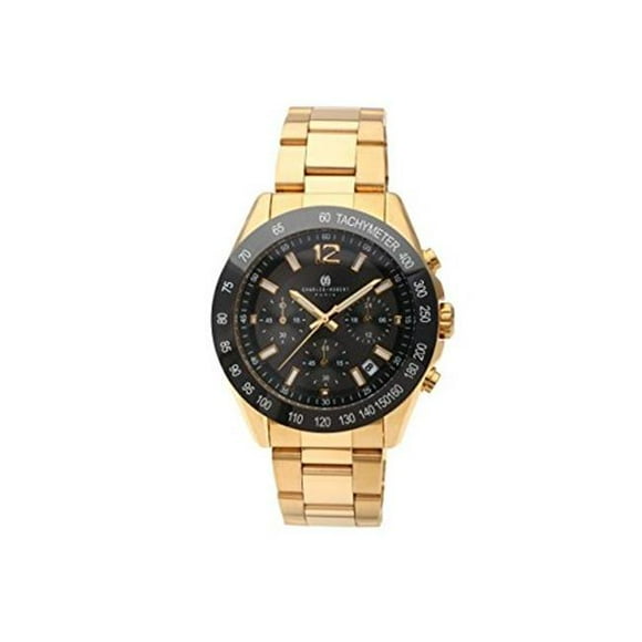 Unitron Enterprise 3976-G Mens IP-plated Black Dial Chronograph Watch