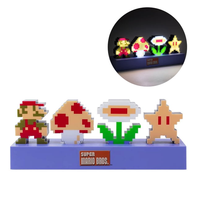 Paladone Super Mario Bros Icons Light, modo reactivo al sonido, iluminación decorativa, figura de Super Mario, accesorios y decoración para dormitorio