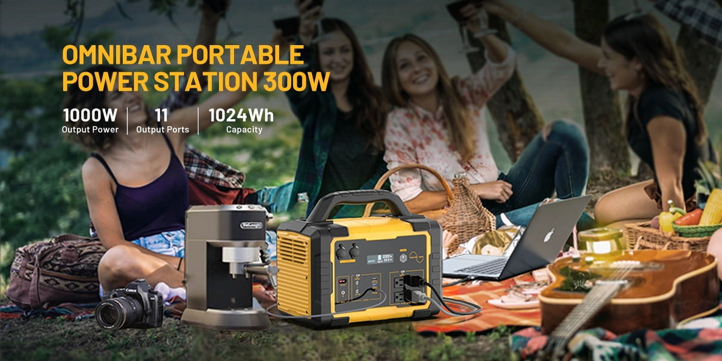 Seizeen 1000W Portable Power Station with 200W Foldable Solar Panel, 1024Wh Lithium Battery, 120V/60HZ AC Outlet, Solar Rechargeable for Home, RV, Camping & Emergencies Use