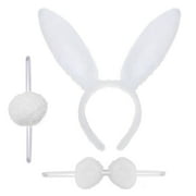 TOPTIE Easter Bunny Ears Headband with Bow Tie & Rabbit Tail, Party Cosplay Costume Accessory
