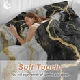 thumbnail image 4 of Abstract Marble Bedding Duvet Cover Set Queen Size 4 Pieces Gold Texture Simple Black White Modern Bedding Set with Zipper Closure, 1 Comforter Cover 90x92 Inches 1 Flat Sheet & 2 Pillow Cases, 4 of 7