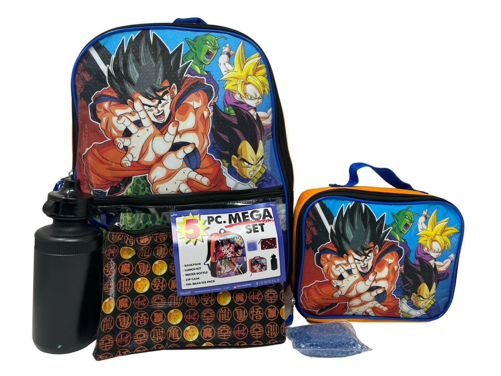 Set of 5- Dragon Ball Z Print Backpack Set, 16 Inches