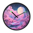 thumbnail image 2 of Voice Activated Clock with Glow Light 12 Inch Large Silent Wall Clock Battery Operated for Home Decor Pink Planet with Clouds, 2 of 8