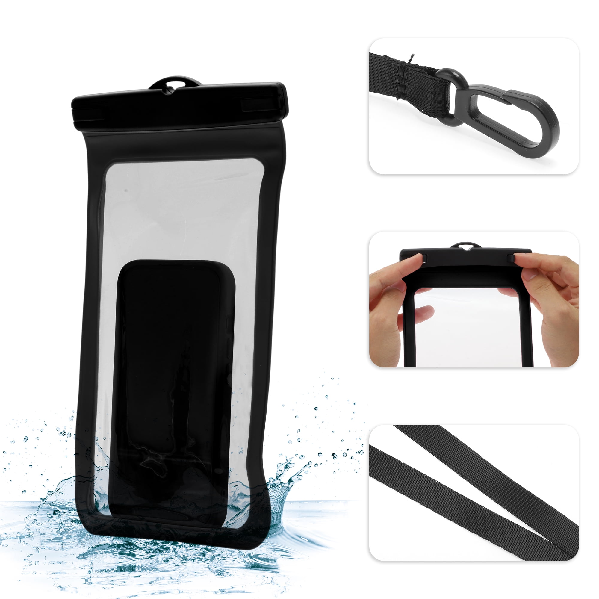 Unique Bargains 2 Pcs Mobile Bag Waterproof Case Compatible for Phone  5.51x10.43 Black