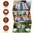 thumbnail image 7 of Blue Grey Striped Round Tablecloth, Fitted Table Cover with Elastic for 45"-54" Round Tables, Farmhouse Modern Stripes Art Table Cloth Outdoor Indoor Dinning Party Waterproof Tablecloths, 7 of 7