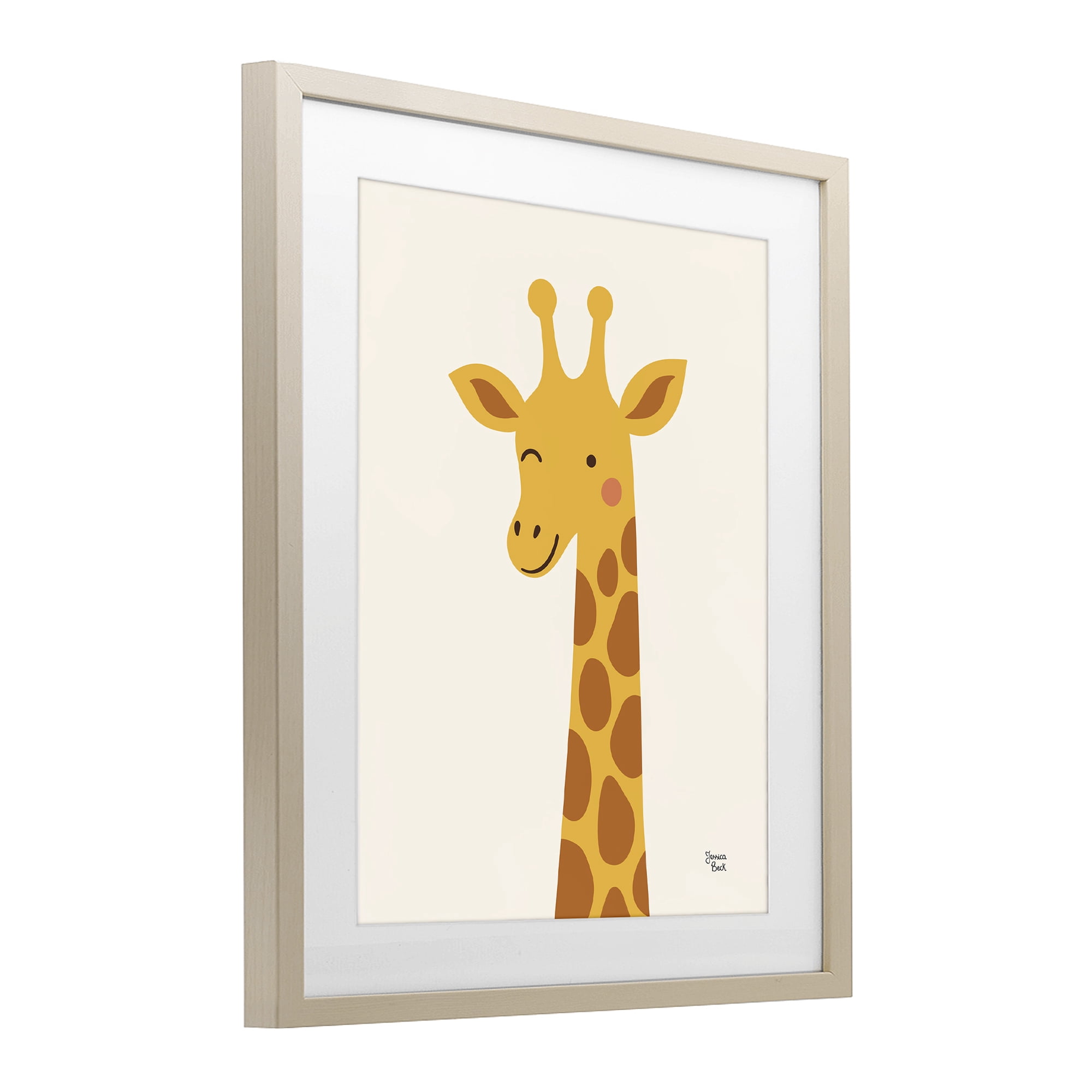 Stupell Industries Winky Giraffe Portrait Birch Framed Print Under Glass, design by Jessica Beck