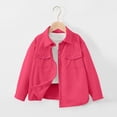 thumbnail image 4 of Wilark Girls Fall Corduroy Shirt Jackets Loose Fit Lightweight Long Sleeve Collared Casual Trendy Kids Shackets with Pockets Hot Pink 12, 4 of 7