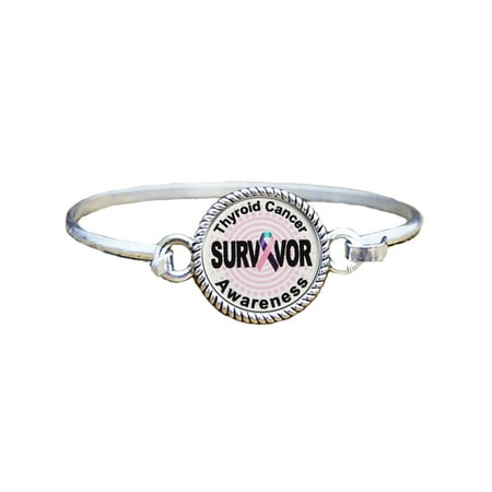 - Thyroid Cancer Awareness Survivor Silver Plated Bracelet Jewelry