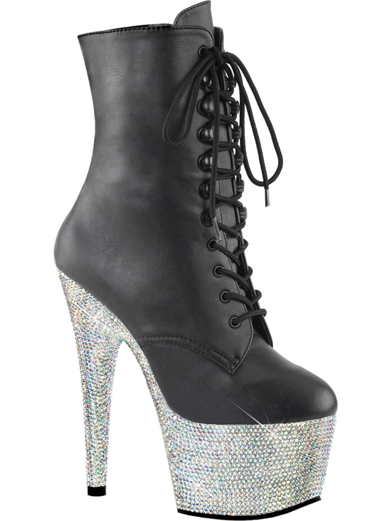 black booties with rhinestone heel