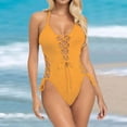thumbnail image 2 of One Piece Swimsuit for Women Lace Up Deep V Neck Bathing Suit Cutout Monokini Design Stretchy Performance Swimwear for Beach and Pool Parties, 2 of 5