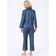 thumbnail image 4 of DARING DIVA Women's Satin Stripe Button Down Pajama Sets XL Blue, 4 of 6