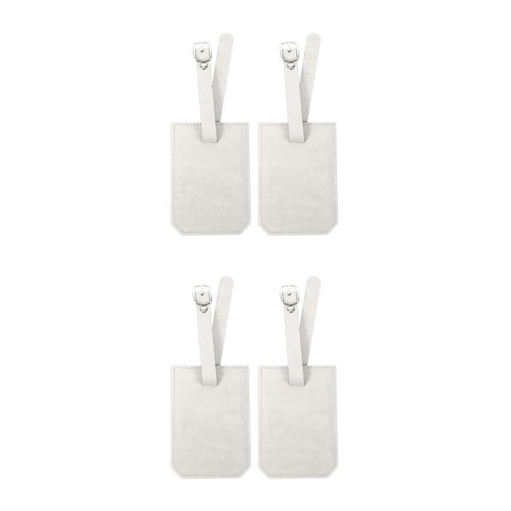 UPGRATOR 4 pcs White Luggage Tags PU Suitcase Identifiers with Belt Waterproof Baggage Tote Bag Tag ID Tags for Airline Cruise Backpack