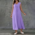 thumbnail image 7 of THDHVS Maxi Dresses for Women 2025,Women's Casual Dresses,Women's Texture Sleeveless Seaside Dress Sleeveless V-neck Dress Purple 2XL, 7 of 7