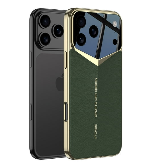 TECH CIRCLE Protective Case Cover For Apple iPhone 17 Pro Max, Shock-Absorbent Lightweight Non-Slip Back Cover, Magnetic PU Leather Tempered Glass Hybrid PC TPU Basic Case,Darkgreen