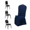 thumbnail image 2 of Efavormart Navy Blue 1-Piece Stretch Fitted Ruffle Pleated Skirt Banquet Chair Cover, 2 of 5