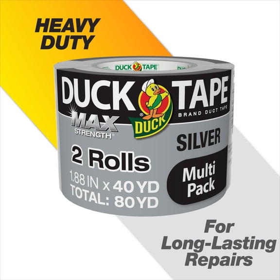 Duck Max Strength Brand Silver Duct Tape, 1.88 in. x 40 yd., 2 pack