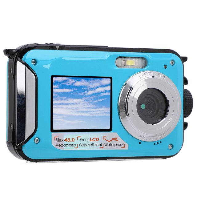 Cámara Subacuática de 2.7k, Cámaa Impermeable de 11 pasteles Cámae Subacuática Selfie de Pantalla Dual Confoce Autico de 48MP Para Snorkel Cámara Flotante Flotante Digital Flotante