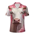 thumbnail image 2 of Daiia Flower White Cow Pattern Men’s Polo Shirts,Solid Deck Shirt,Classic Fit, Breathable Cotton Polo for Casual and Sport Wear-Small, 2 of 7