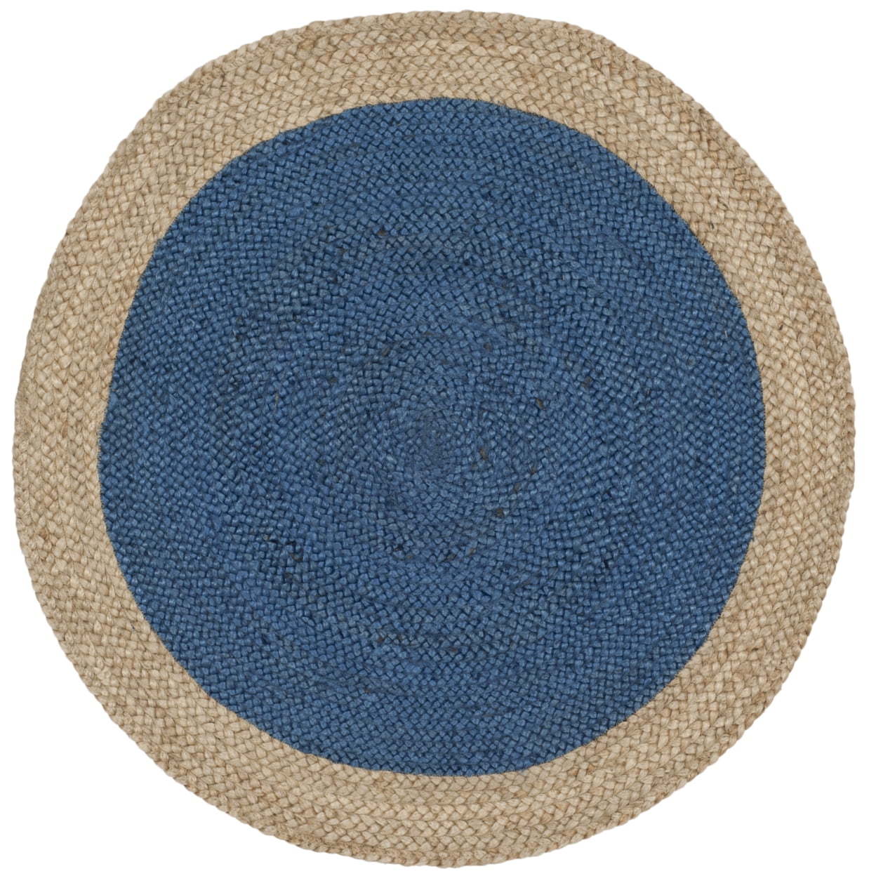 SAFAVIEH Natural Fiber Cebrail Braided Jute Area Rug, Royal Blue/Natural, 10' x 10' Round