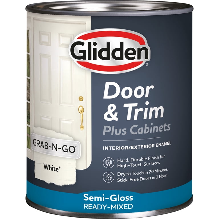 Glidden Cabinet Door and Trim Grab-N-Go Semi Gloss Paint, White, 1