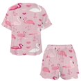 thumbnail image 3 of Flamingo Pattern Print Women'S Pajamas Set Summer Sleepwear Sets 2 Piece Lounge Set, 3 of 7
