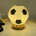 thumbnail image 2 of Lámpara de Noche de Fútbol con USB LED Circular de Madera Maciza y Vidrio, Pequeña Lámpara de Mesa para Dormitorio, Estudio, Decoración, Iluminación A., 2 of 5