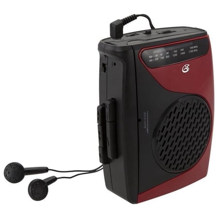 Cassette Player, Red & Black - 3.54 x 1.57 x 4.72 in.