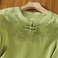 thumbnail image 4 of Vestidos Casuales Para Mujer, Blusas De Mujer De Moda Blusa bordada de imitación de lino con mangas 3/4, cuello redondo y hebilla, moderna, 4 of 7