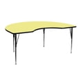 thumbnail image 1 of 48''W x 72''L Kidney Yellow Thermal Laminate Activity Table - Standard Height Adjustable Legs, 1 of 3