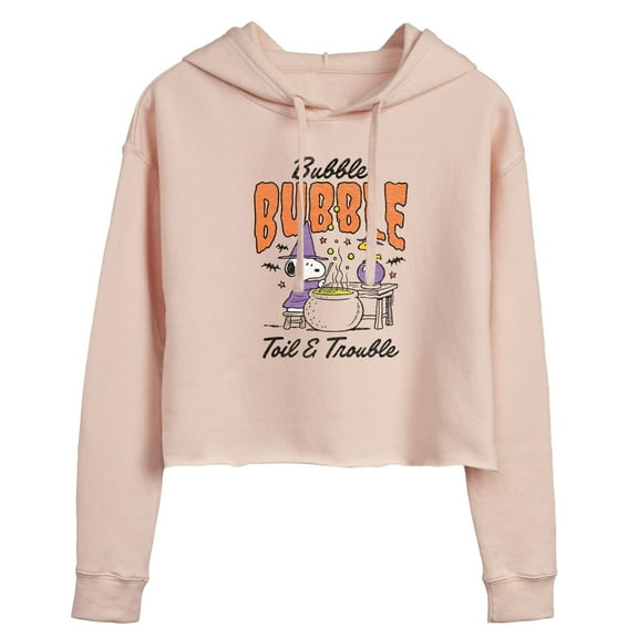 Peanuts - Bubble Bubble Toil Trouble - Juniors Cropped Pullover Hoodie