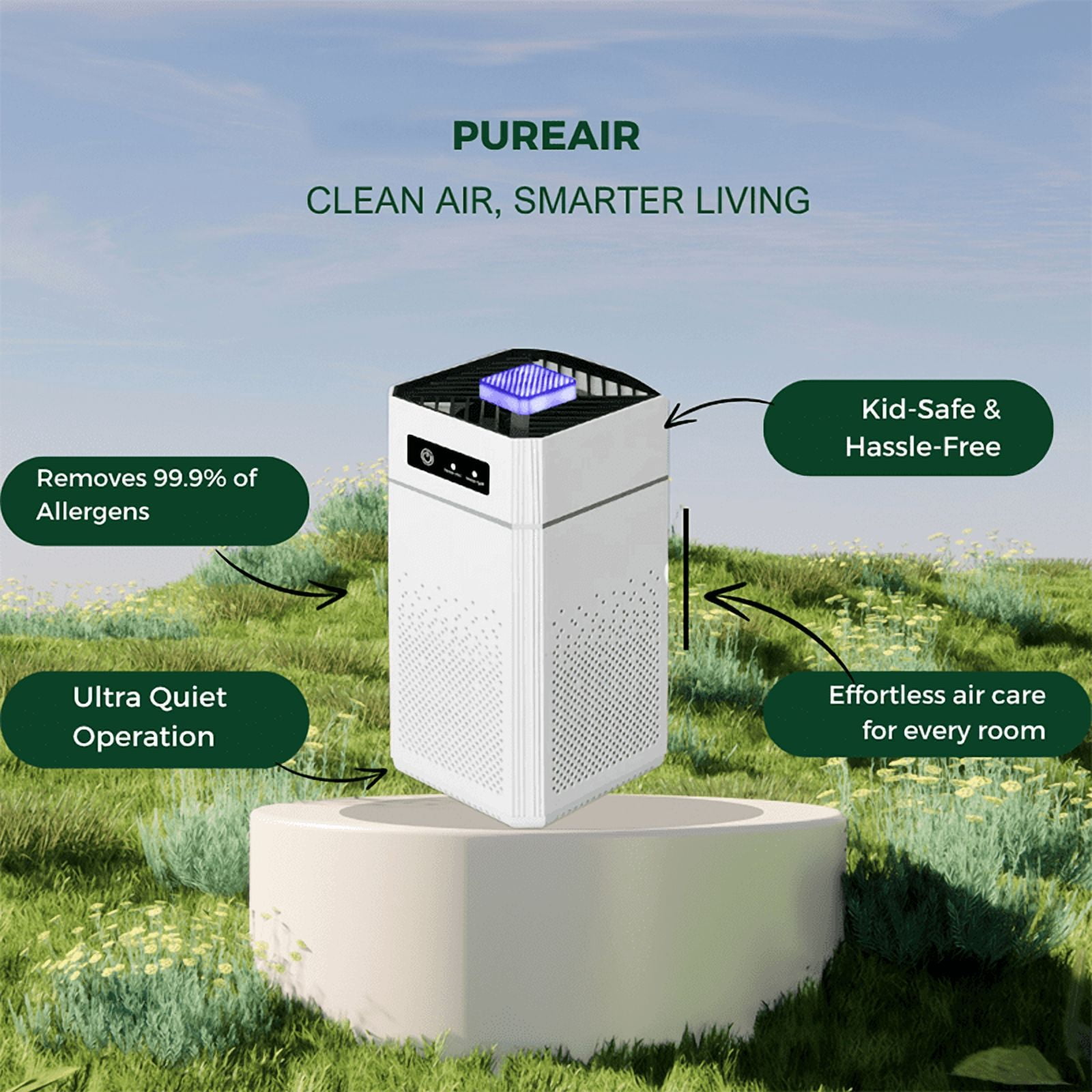 Orangide Home Air Purifier Small USB Desktop Gift for Indoor Use Removing Second-hand Smoke and PM2.5, Mini Portable Cleaner for Bedroom Office