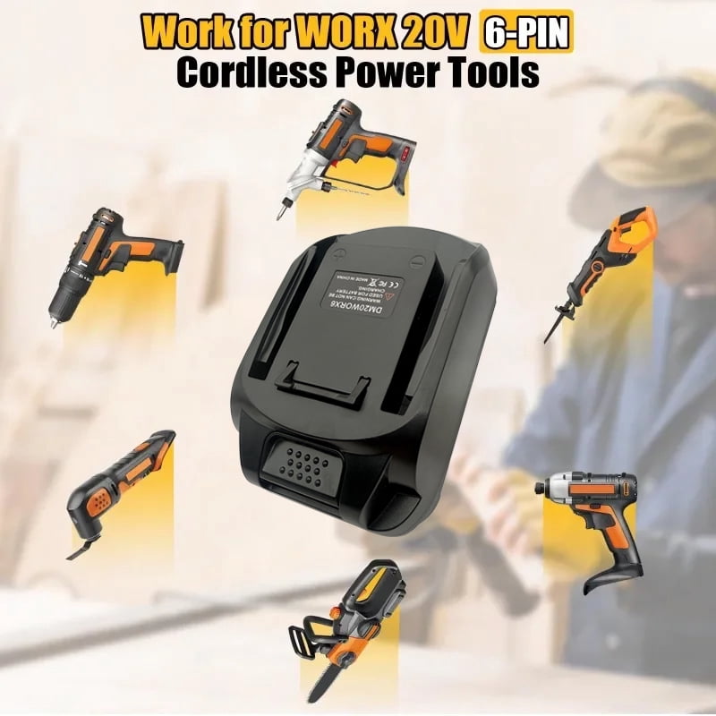 Power Tool Accessories for Worx 20V 6 Pin Power Tools DM20WORX6 Adapter for Mil*wau*kee for M18 for De*walt 18V 20V Lithium Battery