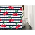 thumbnail image 2 of Cherry Shower Curtains Nature Fruit Red Cherries Green Leaves in Black White Stripes Bathroom Shower Curtain Set Home Decorative Waterproof Polyester Fabric with Hooks 72x72 Inch, 2 of 5