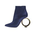 thumbnail image 2 of XYD Women Classic Circle Metal High Heel Ankle Boots Side Zipper Pointed Closed Toe Pumps Party Event Shoes Size 11 Blue, 2 of 4