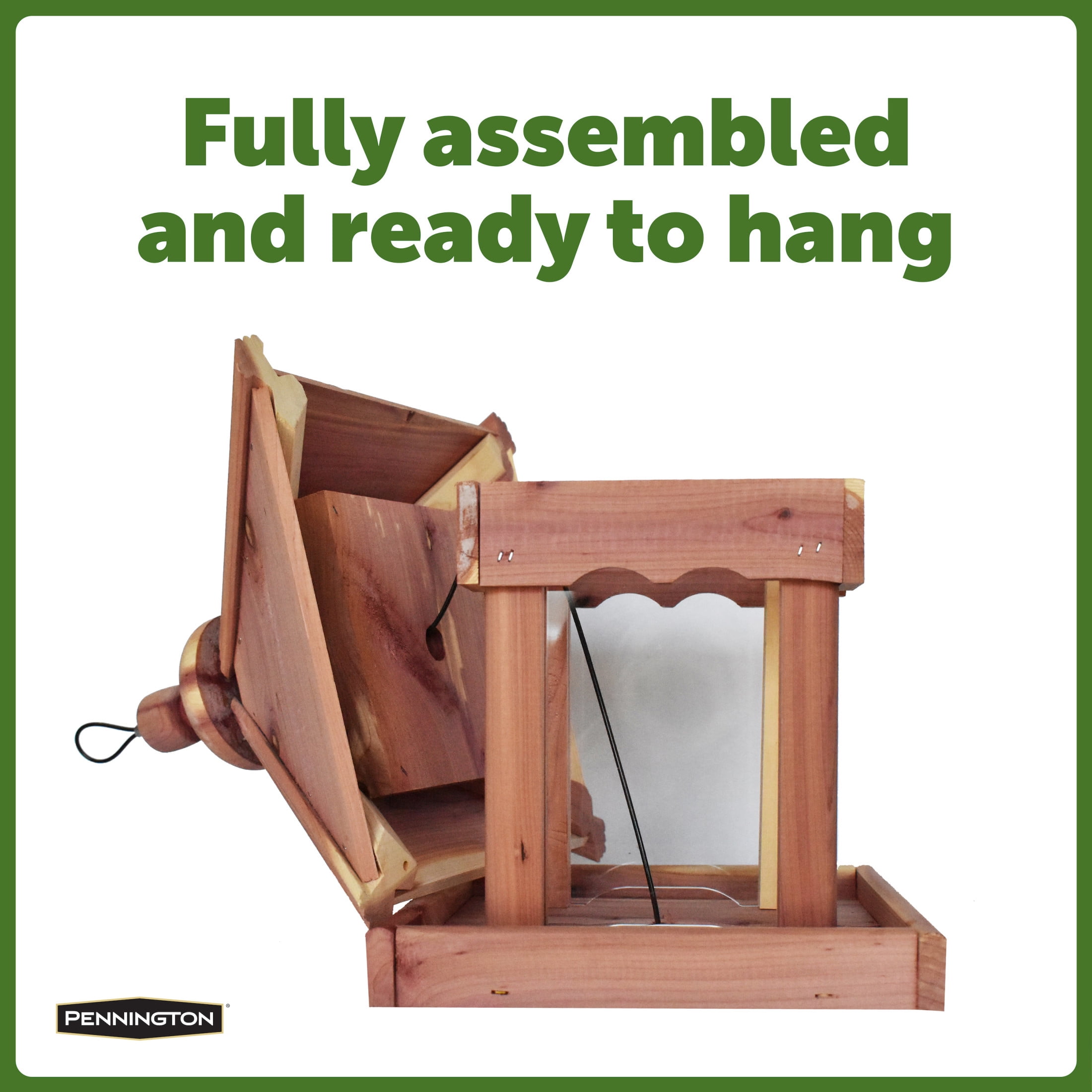 Pennington Red Cedar Jr. Pavilion Wild Bird Hopper Feeder, 2.5 lb. Capacity, 13.75 Inch Tall