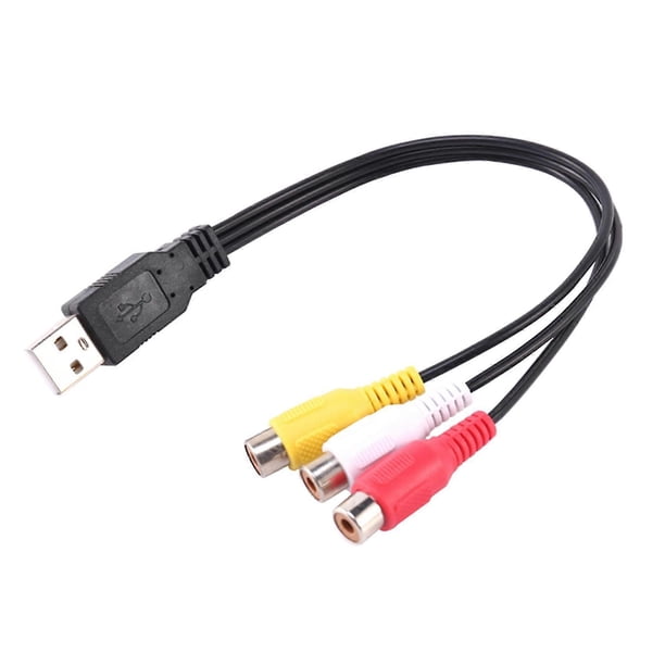 1pc Usb Male Plug To 3 Rca Female Adapter Audio Converter Video Av A/v Cable Usb To Rca Cable For H