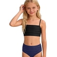 thumbnail image 2 of CCRFTGI Girls Swim Shorts Summer Beach Girls Swimsuit Bottom High Waisted Bikini Bottoms Ruched Tummy Control Bathing Suit Swim Bottom Navy 9-10 Years, 2 of 4