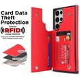 thumbnail image 3 of Phone Case for Samsung Galaxy S21 Ultra 5G Wallet Cover with Tempered Glass Screen Protector and Leather RFID Card Holder Stand Cell Accessories S21ultra 21S S 21 21ultra G5 Women Men Red, 3 of 15
