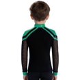 thumbnail image 2 of RUNQHUI Kids Boys Shiny Rhinestone Long Sleeve Figure Ice Skating Top Tees Performance Competition T-Shirts Green 16, 2 of 5