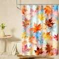 thumbnail image 2 of Watercolor Maple Leaf Shower Curtain Colorful Maple Leaf Shower Curtain Beautiful Shower Curtain Decoration Set with Hooked Polyester for Thanksgiving Harvest housewarming Gift, 2 of 6