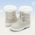 thumbnail image 5 of BURUDANI Boys Girls Waterproof Mid-Calf Winter Snow Boots for Little/Big Kids Anti-Slip Warm Booties Off-White Size 3, 5 of 6