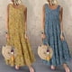 thumbnail image 2 of OL temperamento mujer algodón y lino cuello redondo pastel falda vestido Irfora Floral-Azul-Sin mangas L, 2 of 5