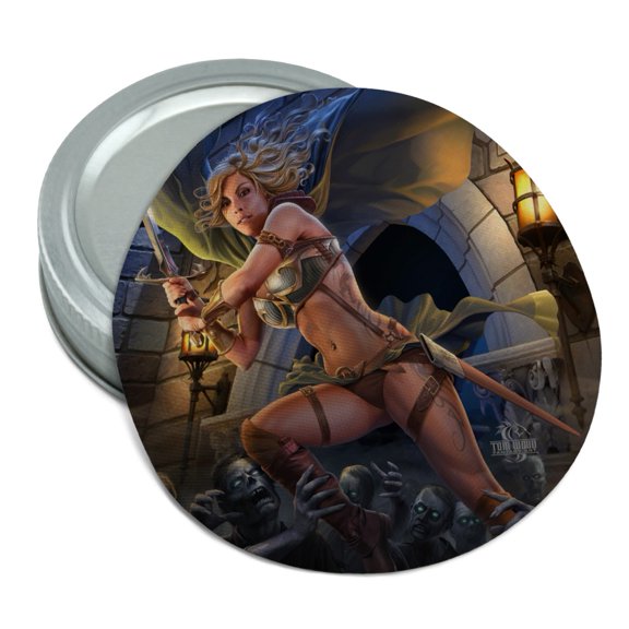 Warrior Maiden Zombie Undead Slayer Fantasy Round Rubber Non-Slip Jar Gripper Lid Opener
