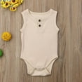 thumbnail image 4 of Douhoow Newborn Baby Sleeveless Romper Summer Infant Solid Color Ribbed O Neck Cotton Jumpsuit, 4 of 7