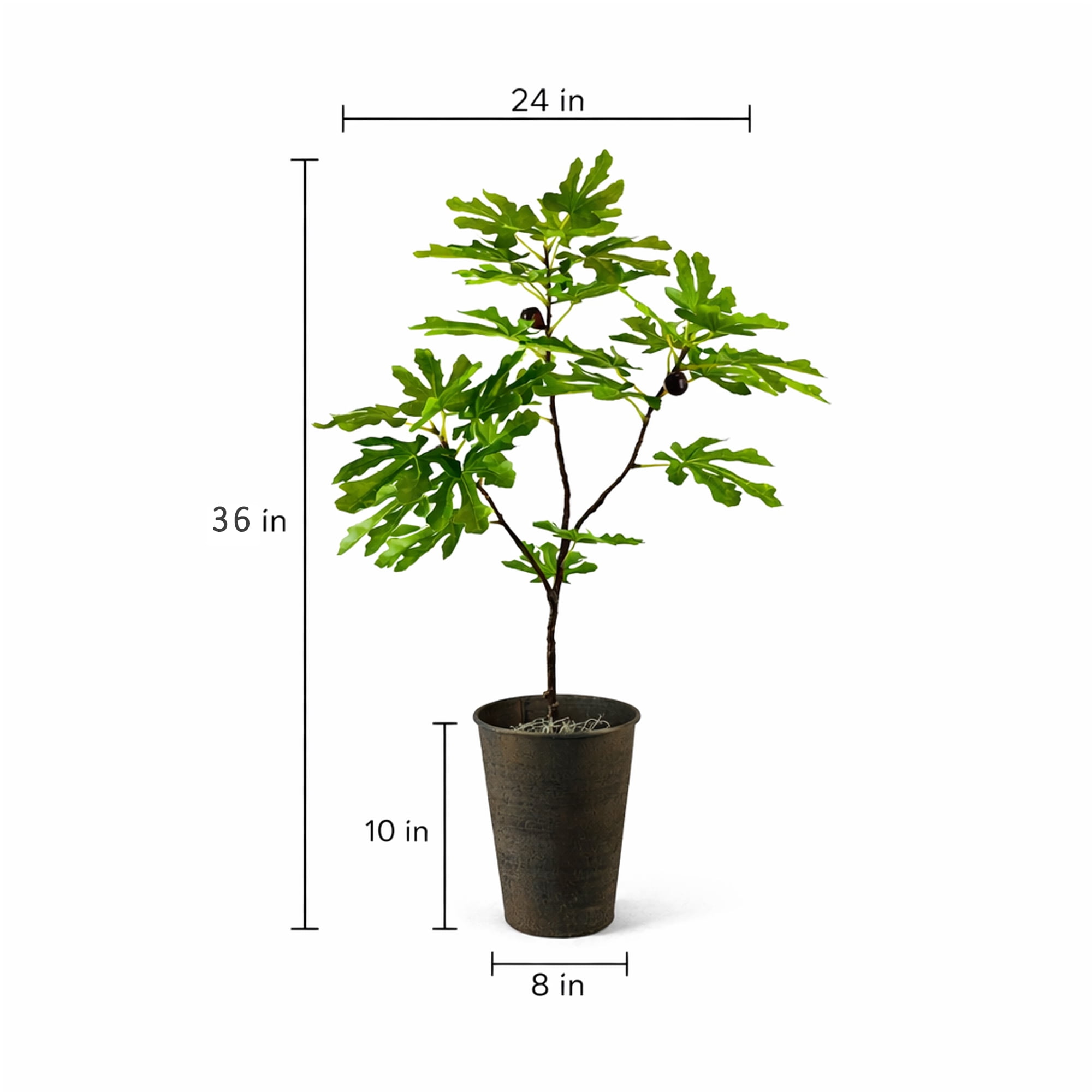 Artificial Tree, 3ft Artificial Fig Plant with Realistic Fig Fruits in a Black Textured Metal Pot by LCG Florals, Fake Indoor Faux Tree for Living Room, Office, and Home Decor