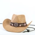 thumbnail image 4 of BRICH Cowboy Hats for Women Men Wide Brim Western Cowboy Hat Classic Roll up Resistant Felt Rancher Hats 01-Khaki One Size, 4 of 6