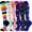 6 Pairs 02, variant on 6 Pairs Compression Socks for Women Men 20-30mmHg Graduated Support Knee High Socks for Nurses, Athletic
