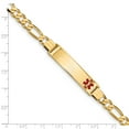 thumbnail image 3 of Real 14kt Yellow Gold Medical Red Enamel Flat Figaro Link ID Chain Bracelet; for Adults and Teens; for Women and Men, 3 of 3