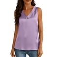 thumbnail image 6 of purcolt Women's Silk Satin Tank Top V Neck Sleeveless Basic Tank Shirt Summer Casual Loose Camisole Blouses Going Out Tops, 6 of 9
